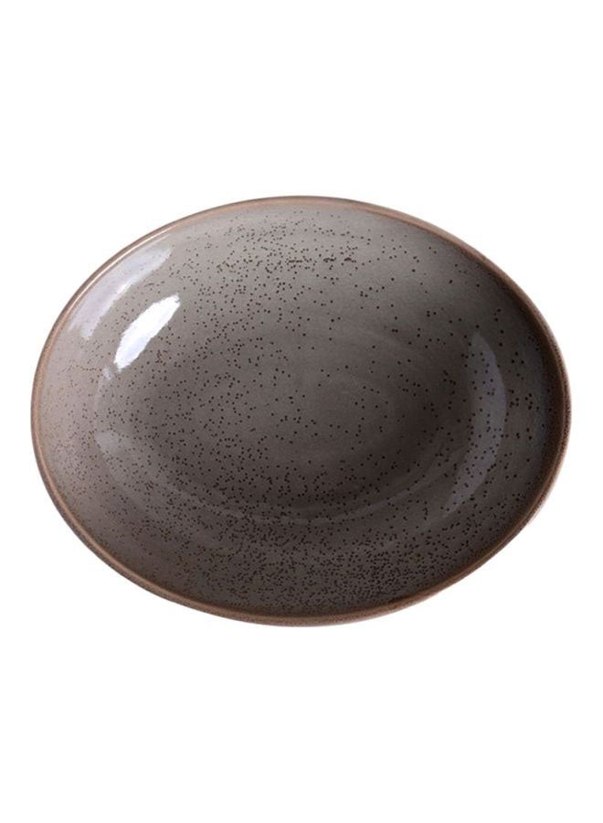 Kiln Ceramic Elliptical Plate Grey 8.2inch