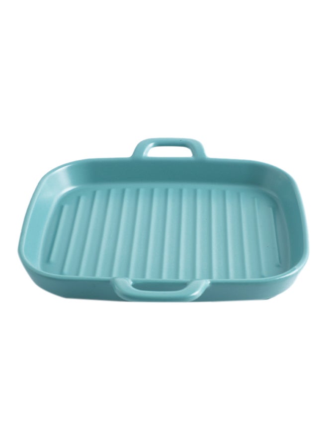 Square Stripe Plate With Two Ears Blue 8inch