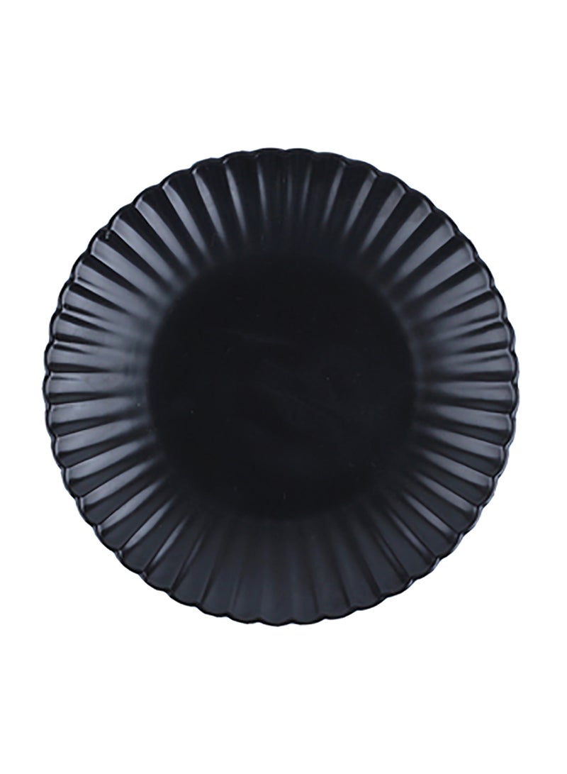 Chrysanthemum Round Flat Plate Black 20x20x3cm