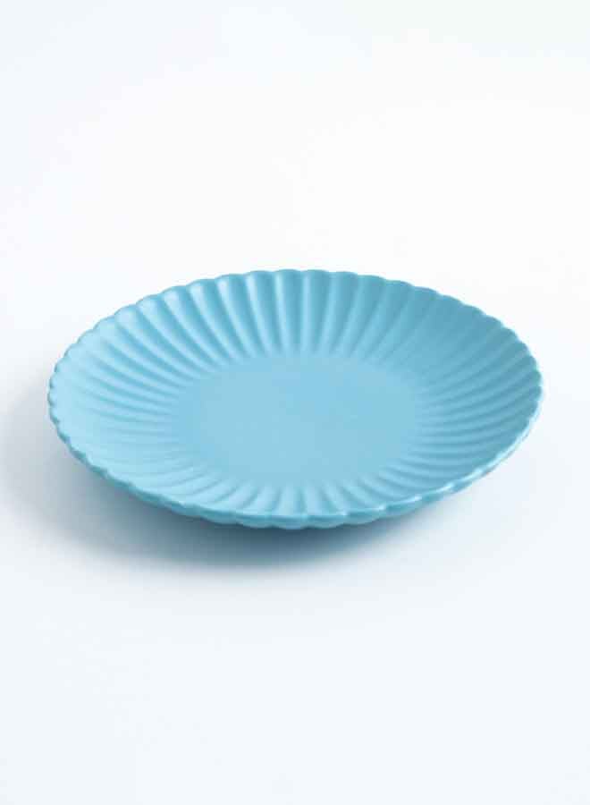 Chrysanthemum Round Flat Plate Blue 20x20x3cm