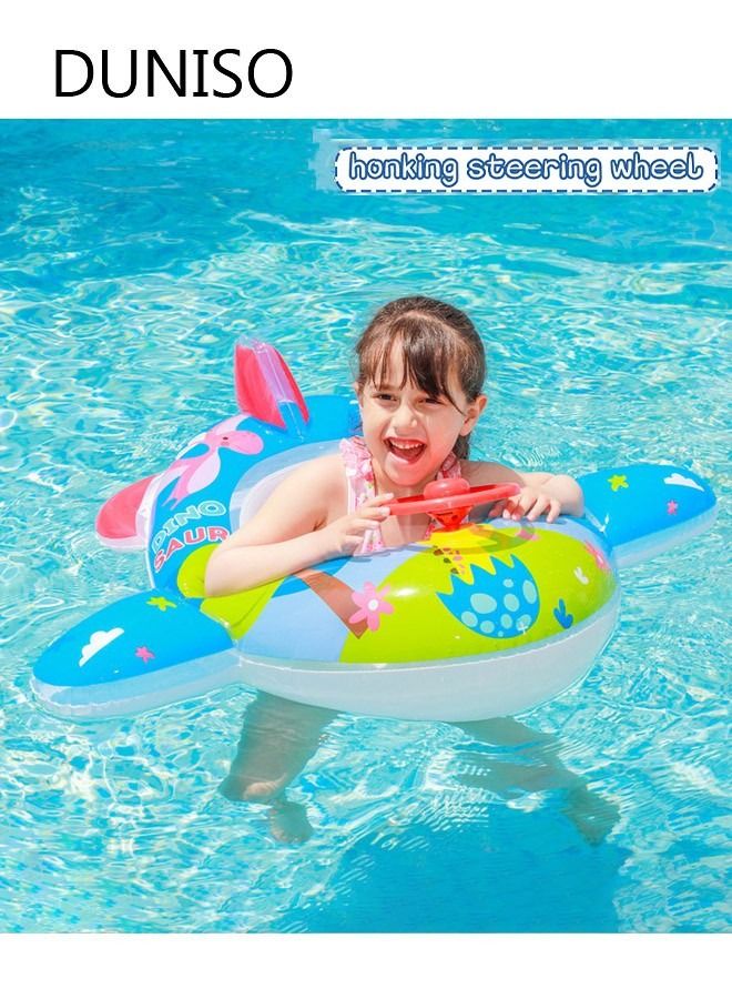 Inflatable Kids Pool Float Swimming Ring with Safety Seat and Steering Wheel Cute Infant Pool Float for Kids Baby Swimming Pool Toys Swim Ring Beach Supplies