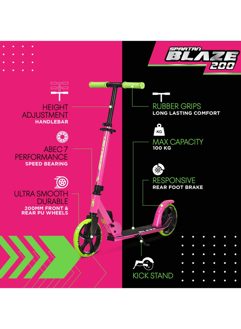 SPARTAN Blaze 2 Wheel Kick Scooter Pink 200mm