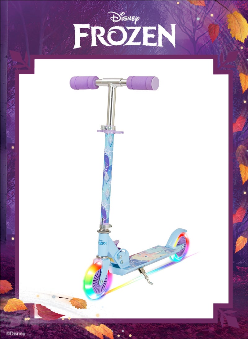 Disney Frozen Kids Kick Scooter | Light-Up Wheels | Lightweight Frame | Height-Adjustable Handlebar | Easy-Fold Mechanism | Kids scooter