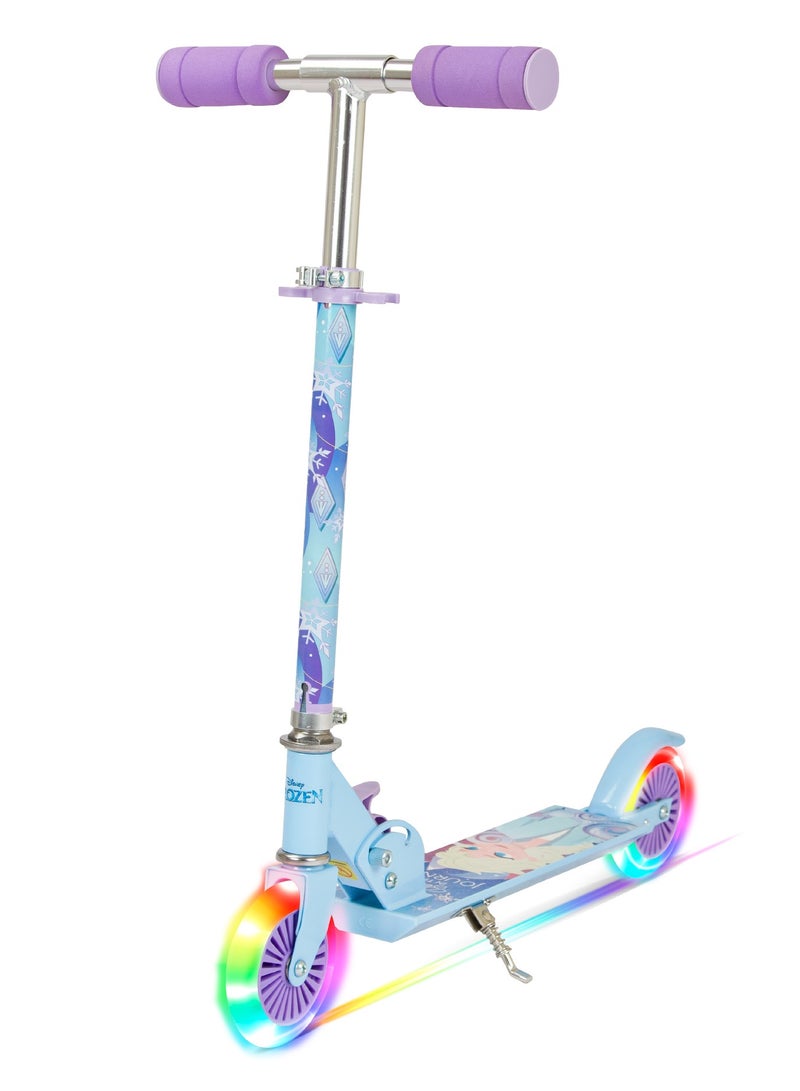 Disney Frozen Kids Kick Scooter | Light-Up Wheels | Lightweight Frame | Height-Adjustable Handlebar | Easy-Fold Mechanism | Kids scooter