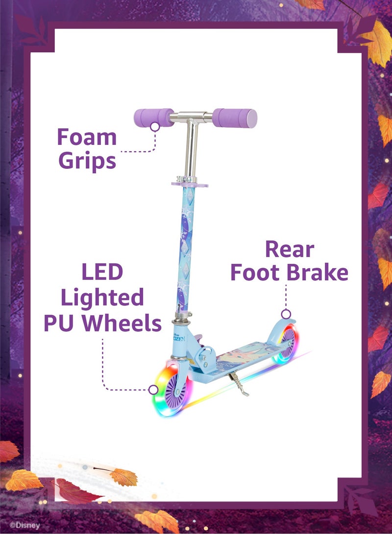 Disney Frozen Kids Kick Scooter | Light-Up Wheels | Lightweight Frame | Height-Adjustable Handlebar | Easy-Fold Mechanism | Kids scooter