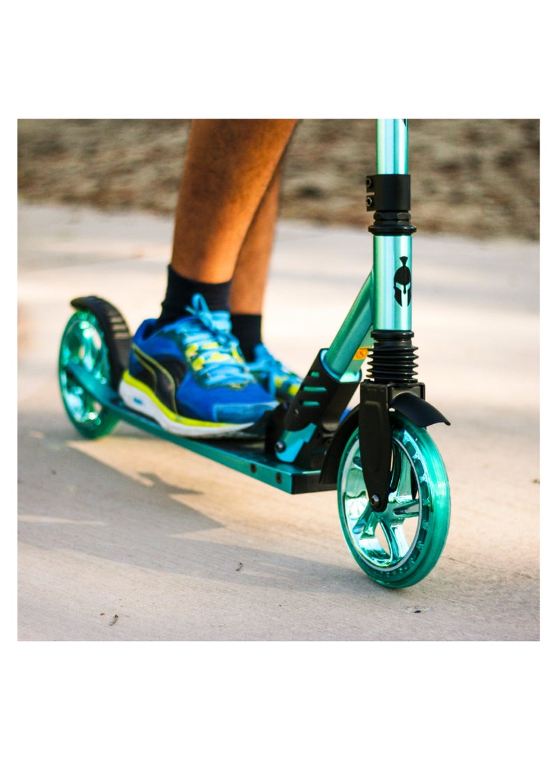 Extreme Folding 2 Wheel-Kick Scooter For Ages 5+  | Adjustable Handlebars | ABEC-7 Bearings | PU Wheels |  Front Suspension | Alloy Light weight Kids Scooter : Mint Blue