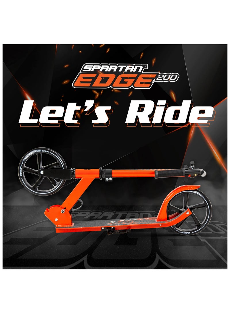 Edge Folding 2 Wheel Kick Scooters 200mm | Adjustable Handlebar | Easy  Folding Mechanism | PU Wheels 200mm |  Folding Scooter Orange