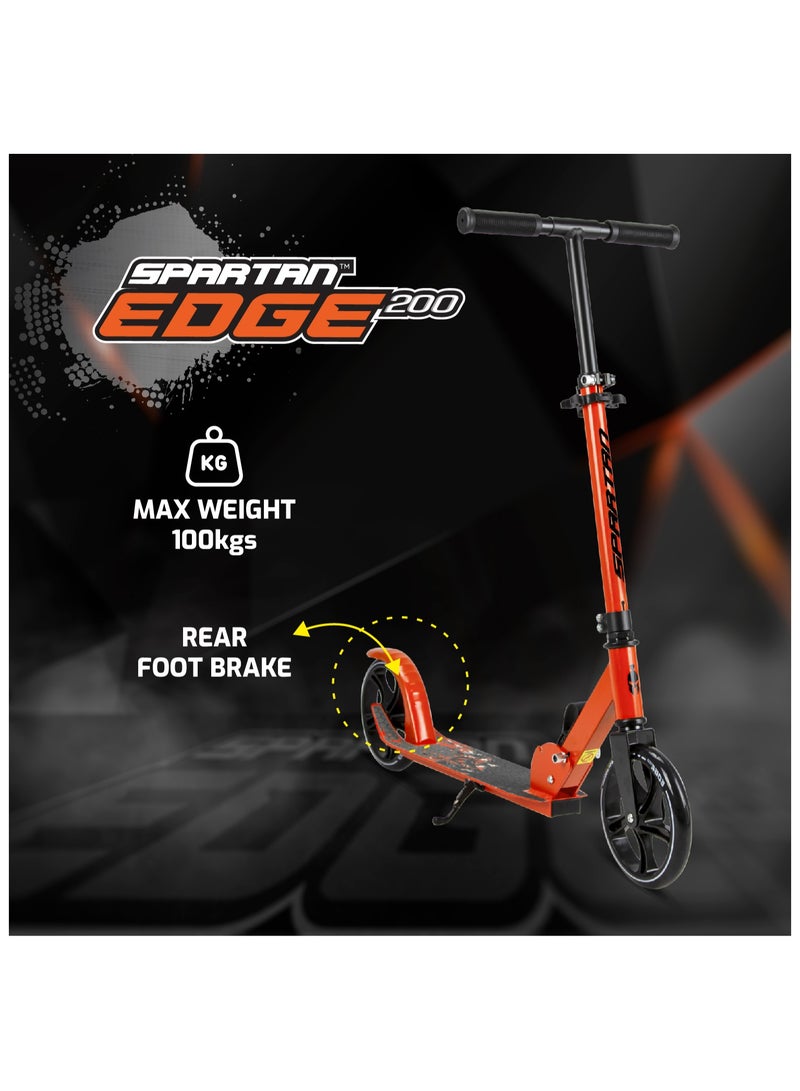 Edge Folding 2 Wheel Kick Scooters 200mm | Adjustable Handlebar | Easy  Folding Mechanism | PU Wheels 200mm |  Folding Scooter Orange