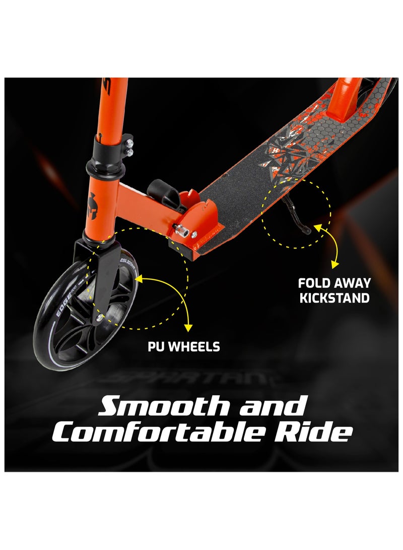 Edge Folding 2 Wheel Kick Scooters 200mm | Adjustable Handlebar | Easy  Folding Mechanism | PU Wheels 200mm |  Folding Scooter Orange