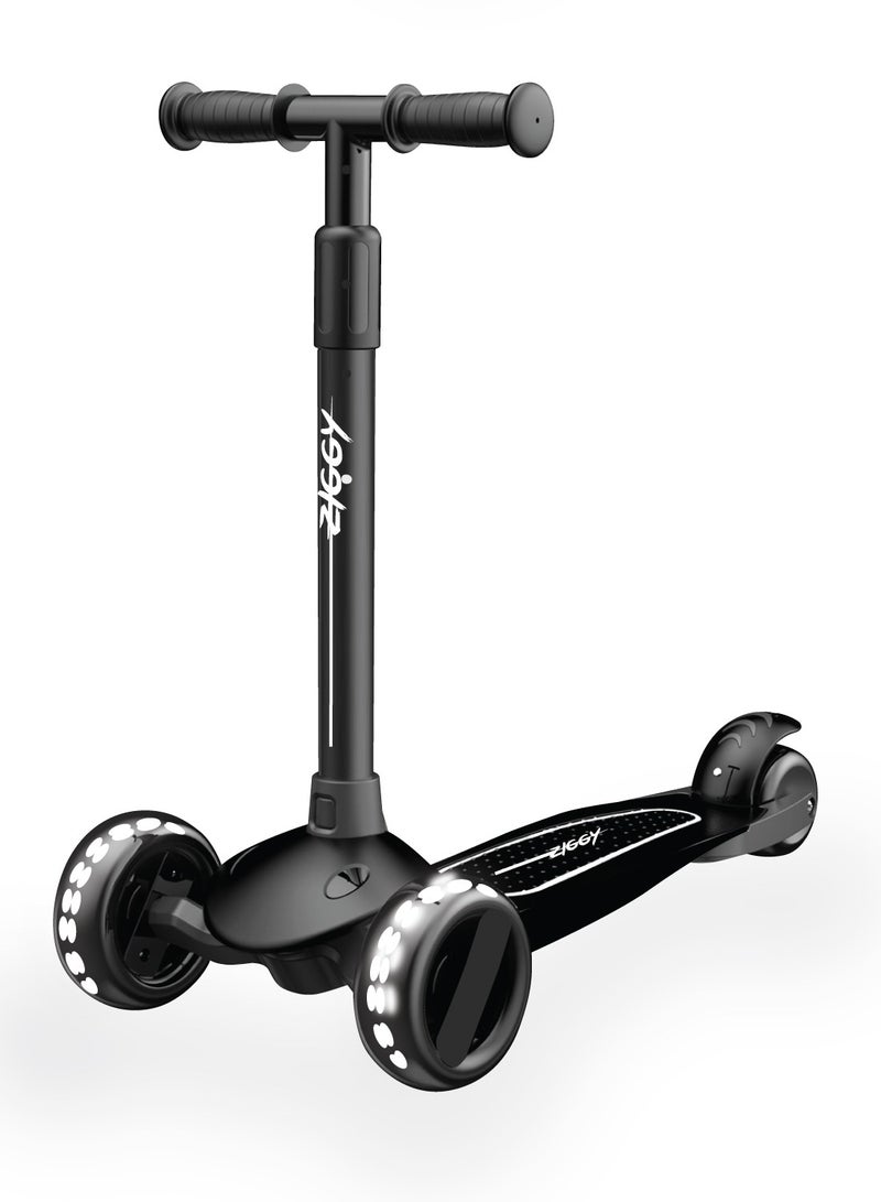 Scooter for Kids, 3 Wheel Kids Scooter, Kick Scooter with Foldable | Height Adjustable Handlebar | LED PU Wheels | Rear Brake | Scooter for Kids Age 2-10 Years - Black