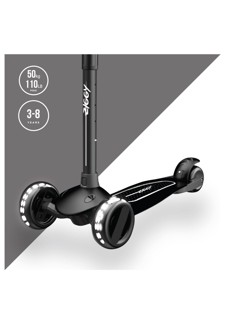 Scooter for Kids, 3 Wheel Kids Scooter, Kick Scooter with Foldable | Height Adjustable Handlebar | LED PU Wheels | Rear Brake | Scooter for Kids Age 2-10 Years - Black