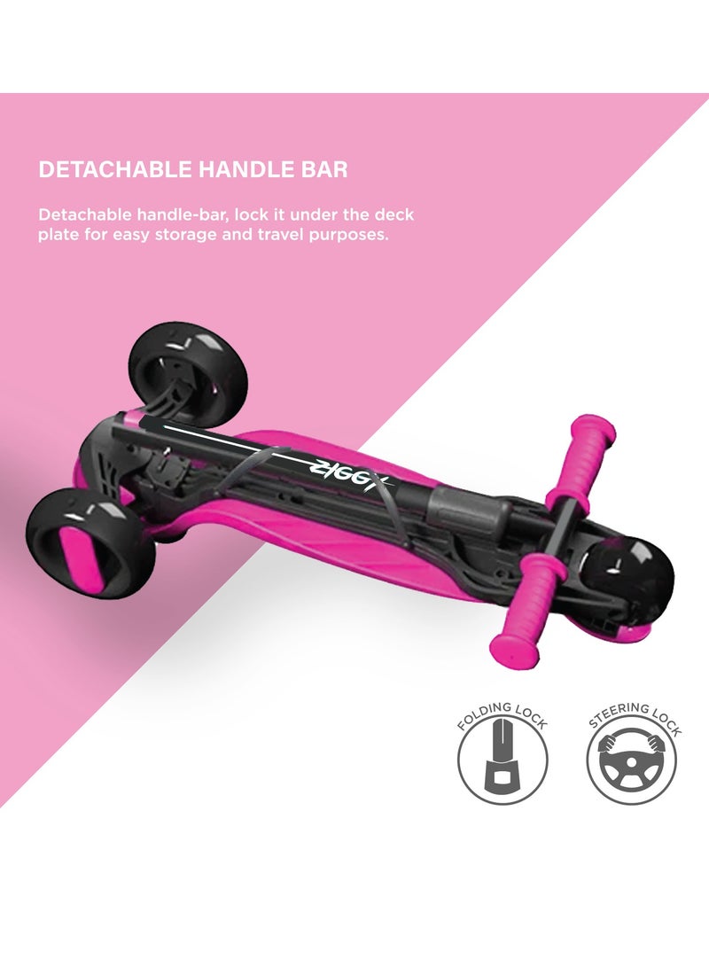 Scooter for Kids, 3 Wheel Kids Scooter, Kick Scooter with Foldable | Height Adjustable Handlebar | LED PU Wheels | Rear Brake | Scooter for Kids Age 2-10 Years - Pink