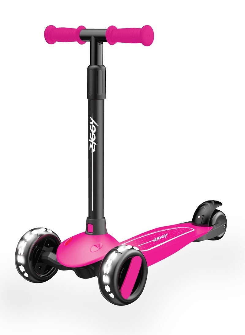 Scooter for Kids, 3 Wheel Kids Scooter, Kick Scooter with Foldable | Height Adjustable Handlebar | LED PU Wheels | Rear Brake | Scooter for Kids Age 2-10 Years - Pink