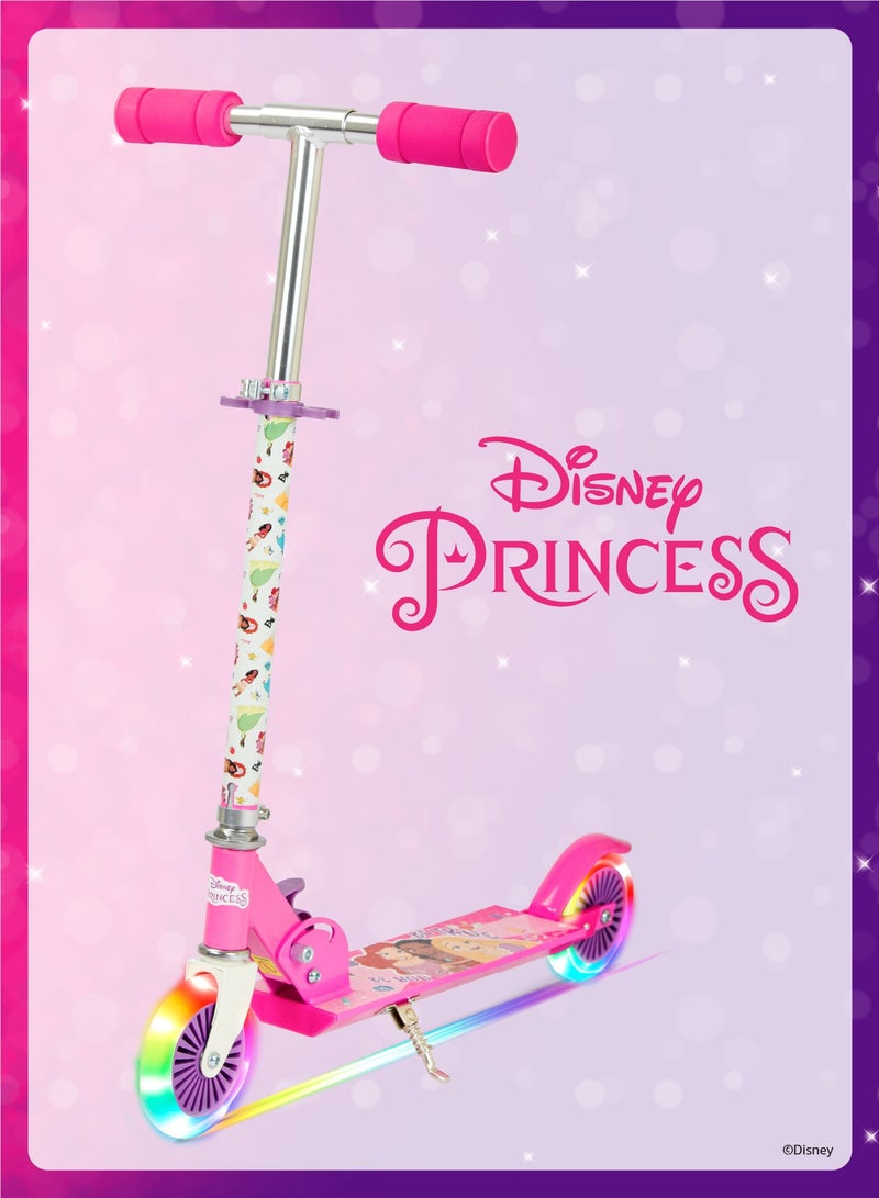 Disney Princess Kids Kick Scooter | Light-Up Wheels | Lightweight Frame | Height-Adjustable Handlebar | Easy-Fold Mechanism | Kids scooter