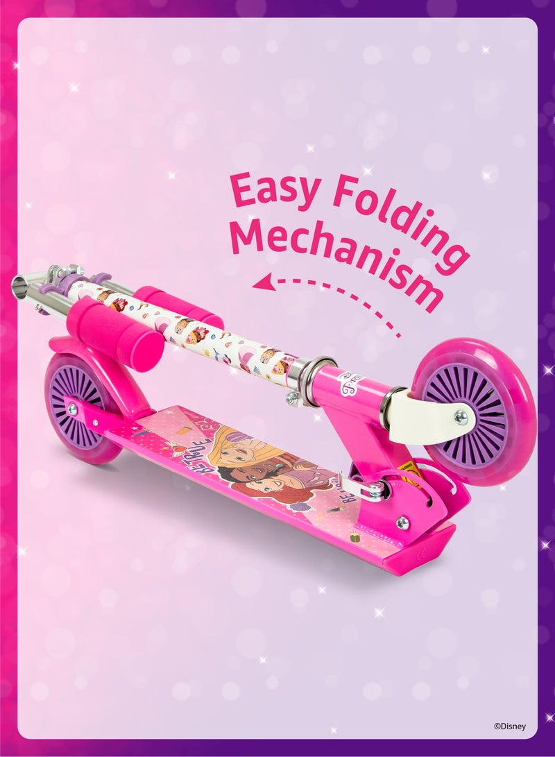 Disney Princess Kids Kick Scooter | Light-Up Wheels | Lightweight Frame | Height-Adjustable Handlebar | Easy-Fold Mechanism | Kids scooter