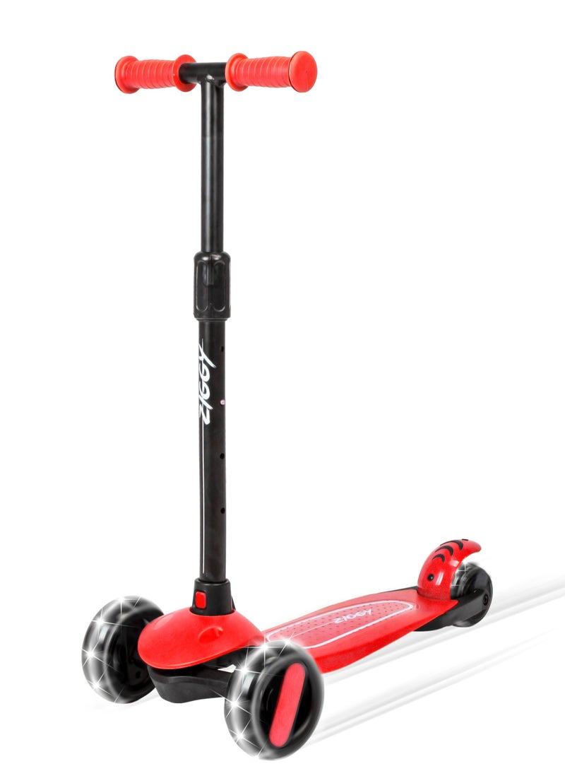Scooter for Kids, 3 Wheel Kids Scooter, Kick Scooter with Foldable | Height Adjustable Handlebar | LED PU Wheels | Rear Brake | Scooter for Kids Age 2-10 Years - Red