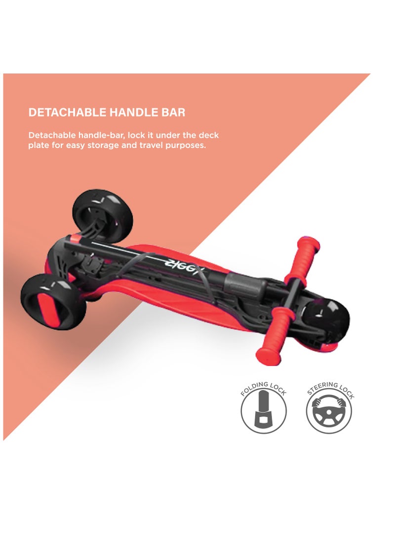 Scooter for Kids, 3 Wheel Kids Scooter, Kick Scooter with Foldable | Height Adjustable Handlebar | LED PU Wheels | Rear Brake | Scooter for Kids Age 2-10 Years - Red