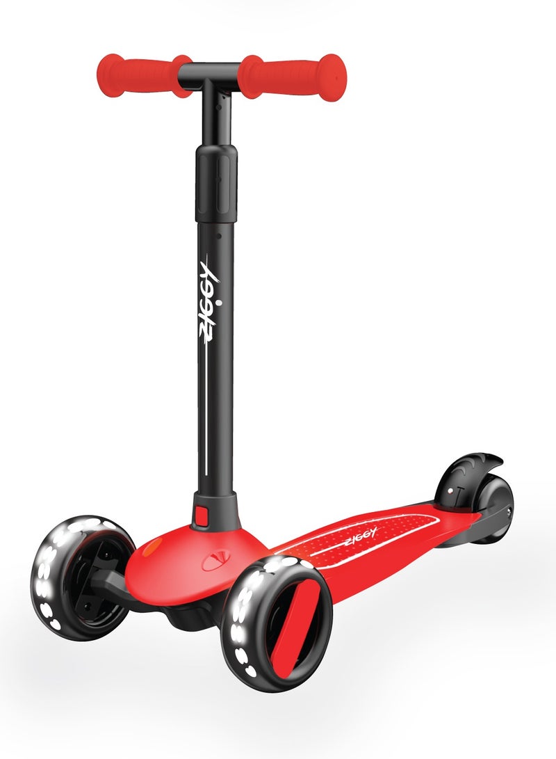 Scooter for Kids, 3 Wheel Kids Scooter, Kick Scooter with Foldable | Height Adjustable Handlebar | LED PU Wheels | Rear Brake | Scooter for Kids Age 2-10 Years - Red