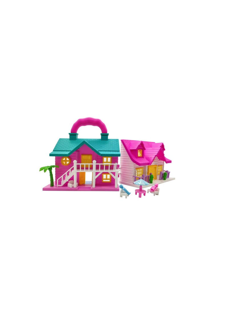 Dollhouse for Girls 2 Room Set Funny Doll House Play Set for Girl Boys and Kids