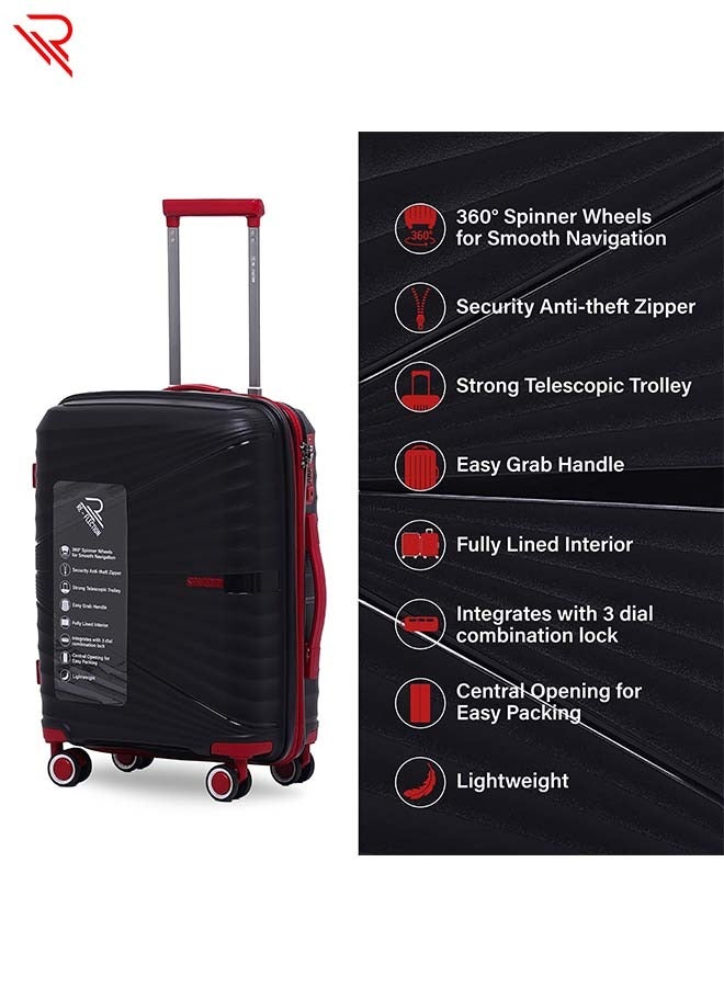 Reflection PP Luggage, Lightweight Hardshell, Expandable with 4 Spinner Wheels and TSA Lock (24-Inch, Black)