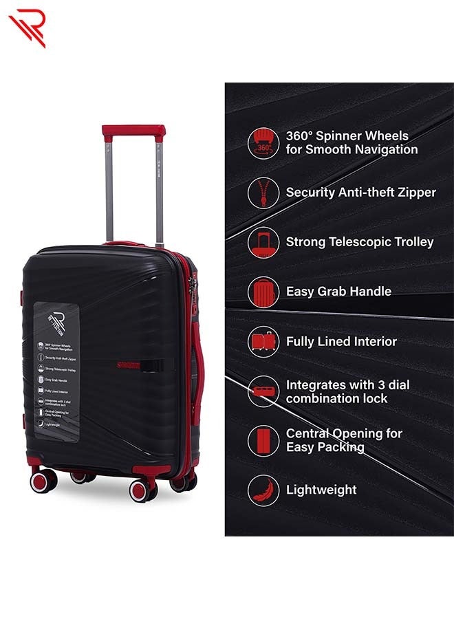 Reflection PP Luggage, Lightweight Hardshell, Expandable with 4 Spinner Wheels and TSA Lock (20-Inch, Black)