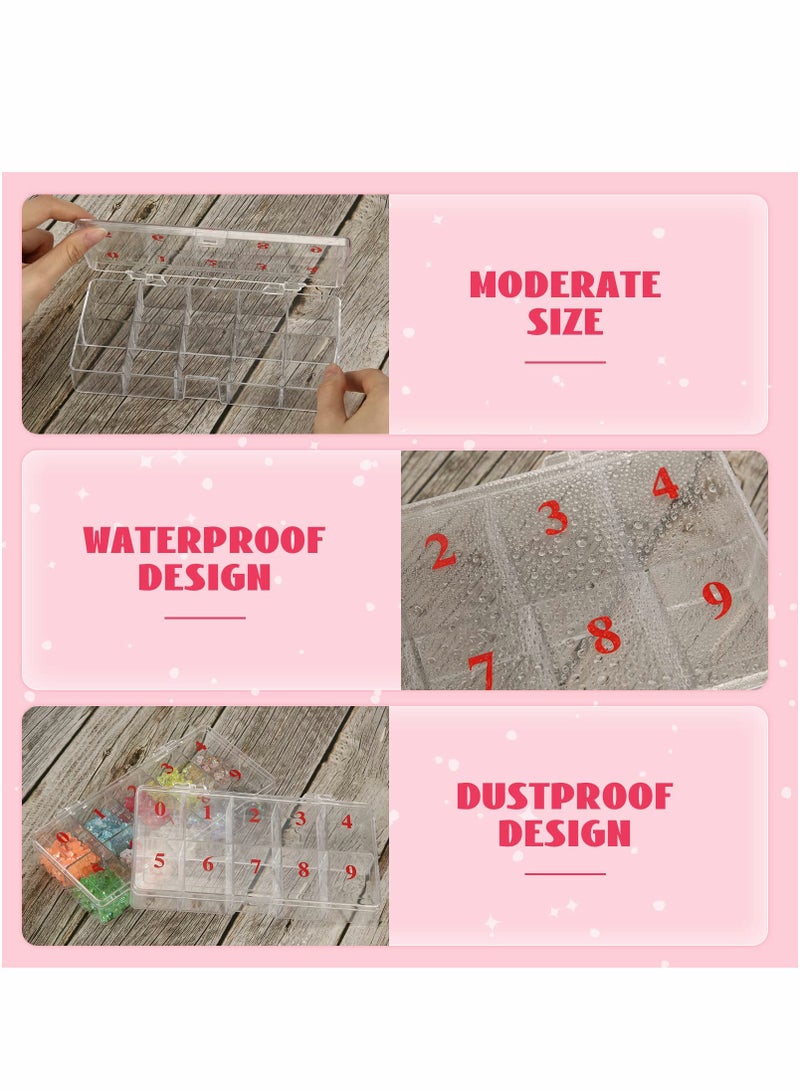 Nail Tip Box, 2 PCS False Nail Tips Transparent Storage Box with 10 Number Spaces Fake Nail Organizer Storage Cases Clear Container Nail Box Grid Boxes for Fingernail Crystal Jewelry Nail Accessories