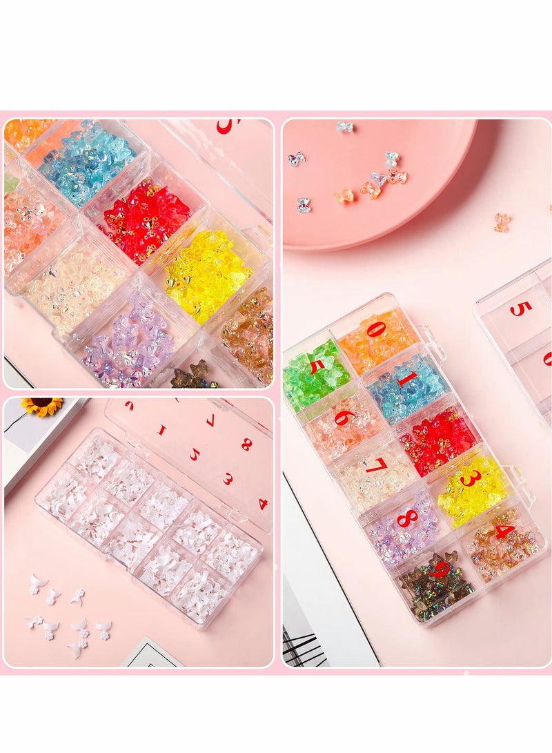 Nail Tip Box, 2 PCS False Nail Tips Transparent Storage Box with 10 Number Spaces Fake Nail Organizer Storage Cases Clear Container Nail Box Grid Boxes for Fingernail Crystal Jewelry Nail Accessories