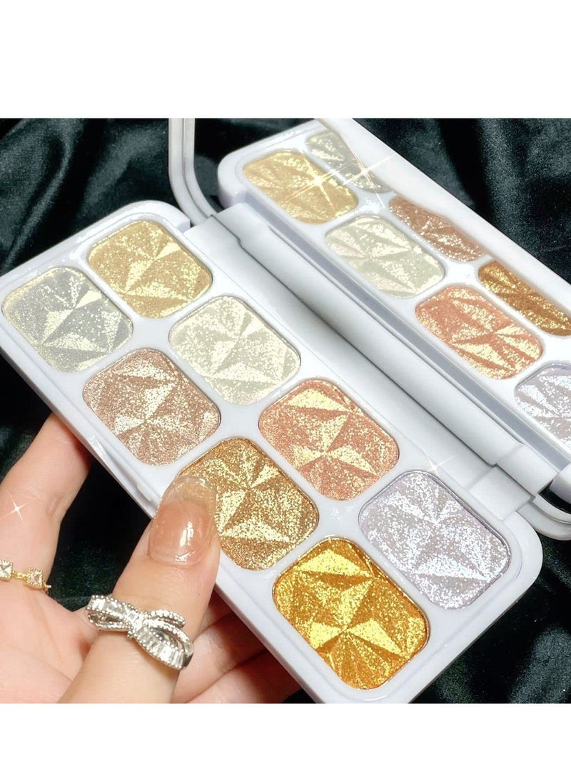 8 Colors Face Body Cheek Diamond Shimmer Highlighter Highlight Makeup Palette