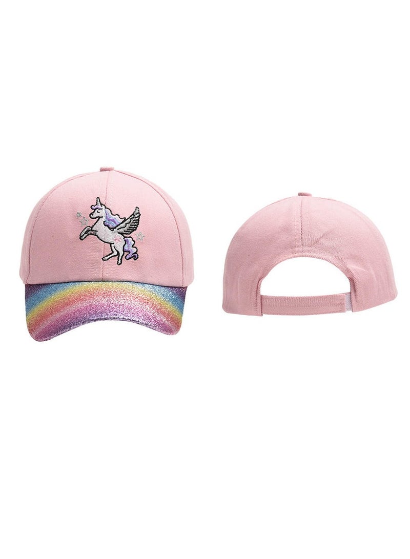 The Girl Cap durable cotton Kids Cap, Unicorn Kids Caps are Perfect for Beach, Travelling and Outdoor activities | Rainbow design Easy to match with Different Clothing Styles, Pink