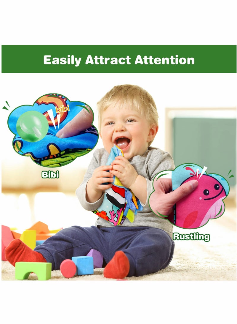 Baby Books 0-6 Months Touch Feel First Cloth Crinkle Soft Books Infant Baby Toys 6 to 12 0-3-6-12-18 Months Baby Boy Girl Shower Gifts Set for Newborn Baby Sensory Learning Stroller Toys