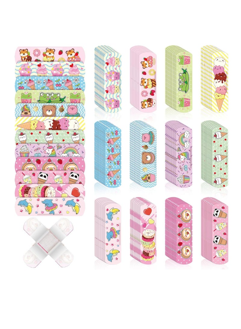 Kids Cartoon Bandages, 300 Pieces Flexible Adhesive Cute Bandages, Cute Cartoon Bandages Flexible Adhesive Bandages Waterproof Breathable Bandages Protect Scrapes and Cuts for Girls Boys Children