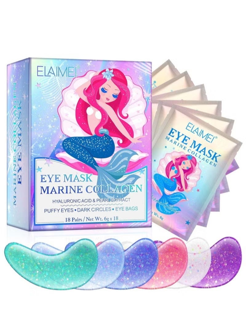 Under Eye Patches (18 Pairs) - Pearl Eye Mask with Natural Marine Collagen, Hyaluronic HA - Reduce Wrinkles, Puffy Eyes, Dark Circles, Eye Bags - Anti Aging Under Eye Masks, Eye Wrinkle Pads & Patches
