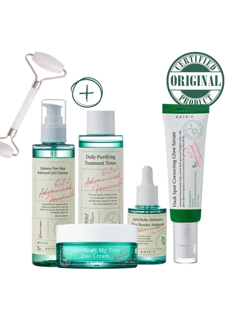 Tranquility Set for Luminous Skin - Cleansing Gel - Toner - Barrier ampoule - Glow Serum - Duo Cream 520ml