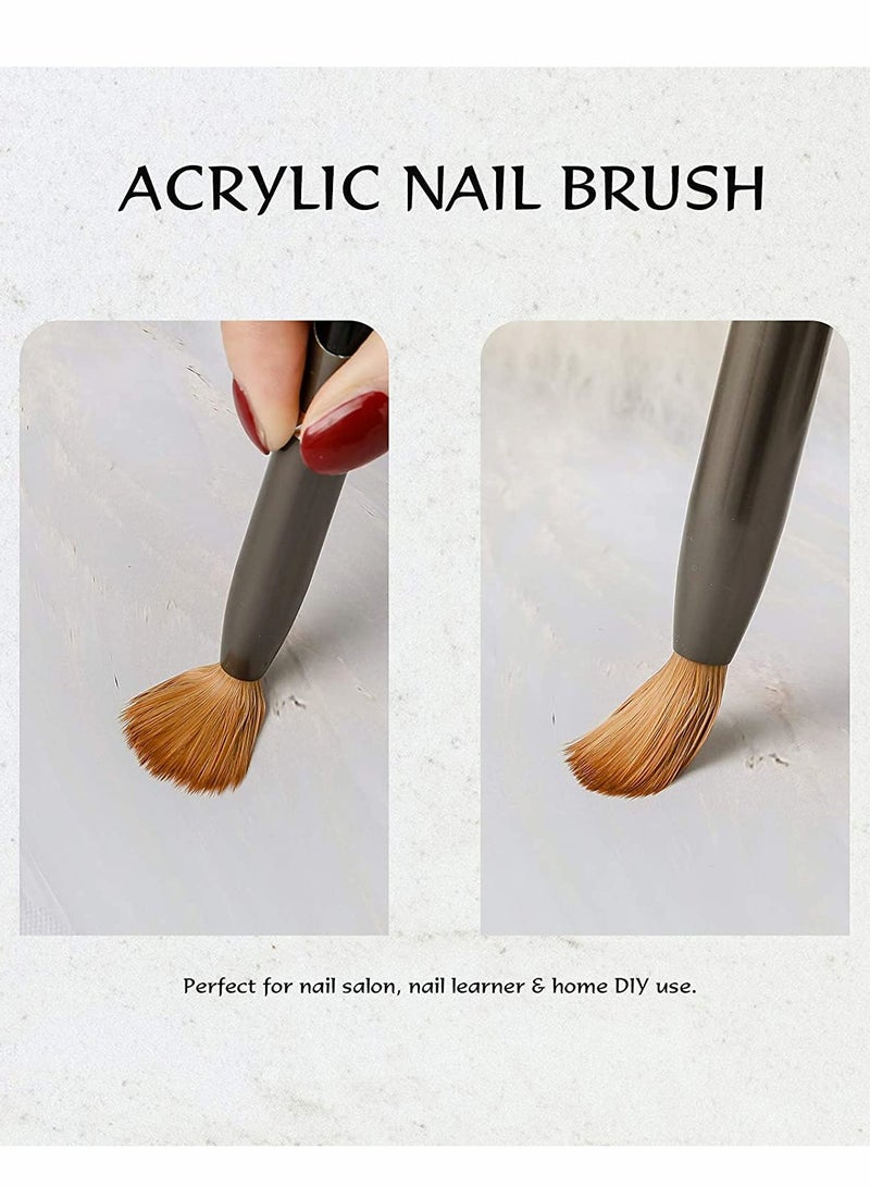 Acrylic Nail Brush, Oval Crimped Sable Acrylic Brush Wood Nail Art Brush for Acrylic Application Manicure Tool, Black