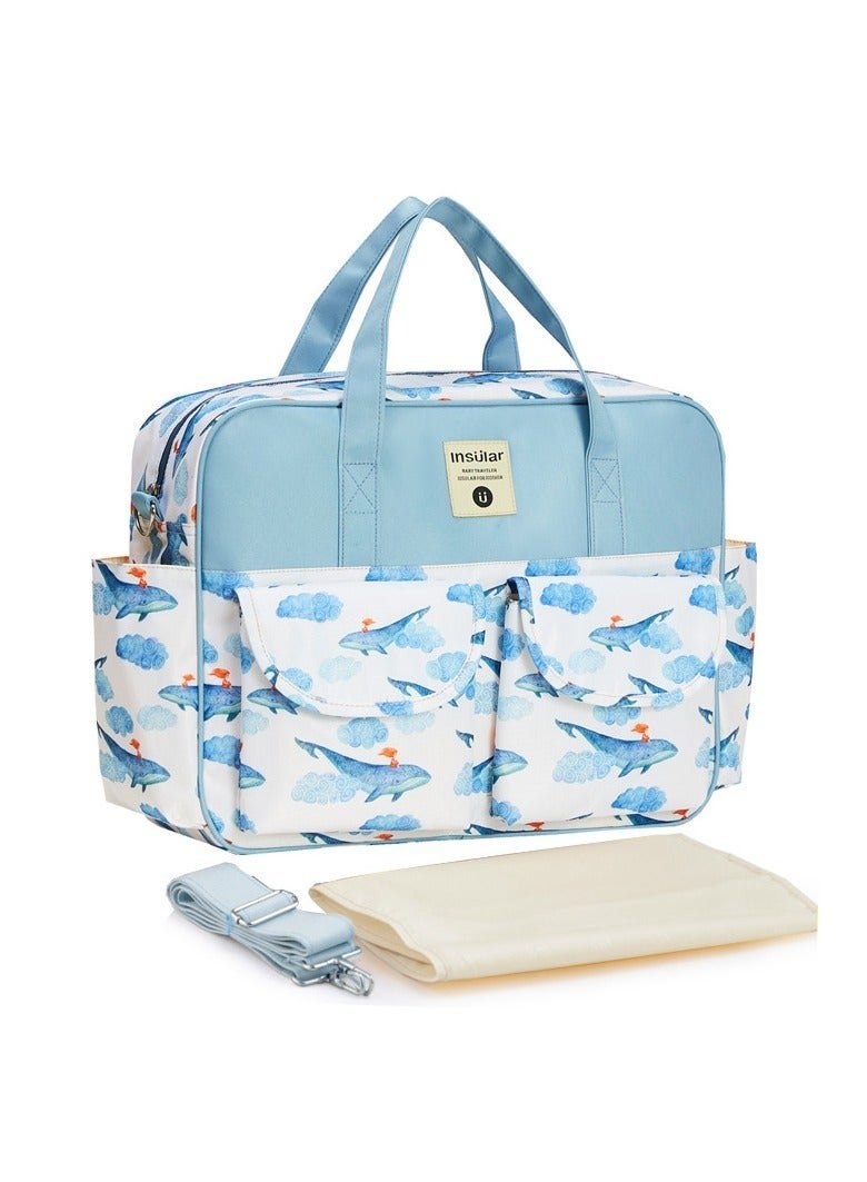 Multifunctional Whale Print Travel Nappy Bag With High-Quality Material