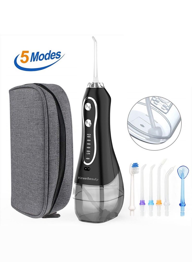 Water Dental Flosser for Teeth Cleaning, Dental Oral Irrigator with 5 Modes, 5 Jet Nozzles, 1 Toothbrush Head,  IPX7 Waterproof, 300ML Water Tank