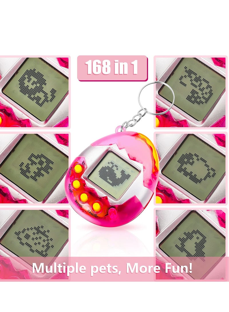 6 Pcs Virtual Pets Keychain Nostalgic Virtual Electronic Digital Pets Keychain Game Keyring Retro Handheld Game Machine Electronic Toys with 1 Piece Screwdriver 4.13 x 1.97 Inch 168 Pets