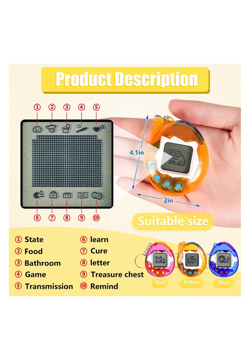 6 Pcs Virtual Pets Keychain Nostalgic Virtual Electronic Digital Pets Keychain Game Keyring Retro Handheld Game Machine Electronic Toys with 1 Piece Screwdriver 4.13 x 1.97 Inch 168 Pets