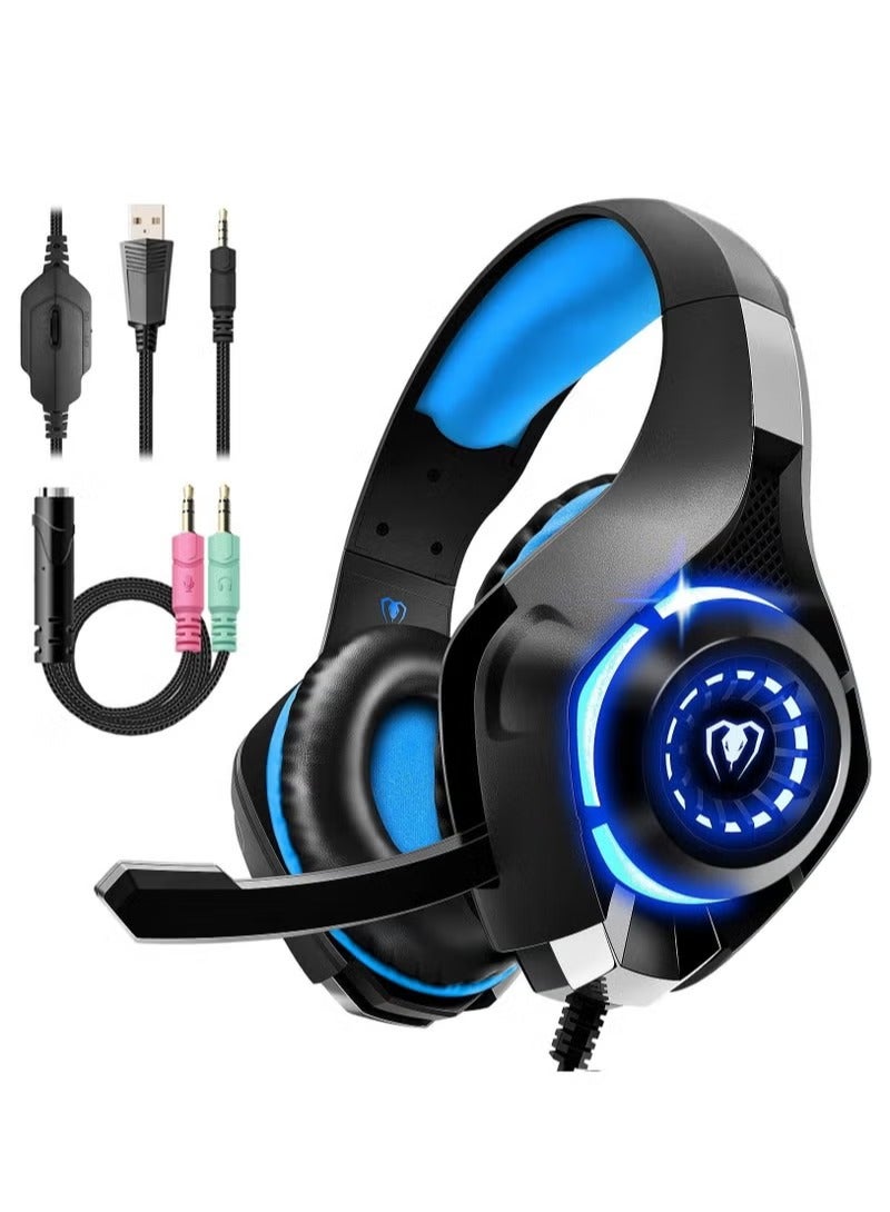 Gaming Headset for PS4 / PS5 / Xbox One / Switch / PC, Noise Cancelling Over Ear Headphones with Mic for Mac Laptop, Deep Bass Stereo Sound