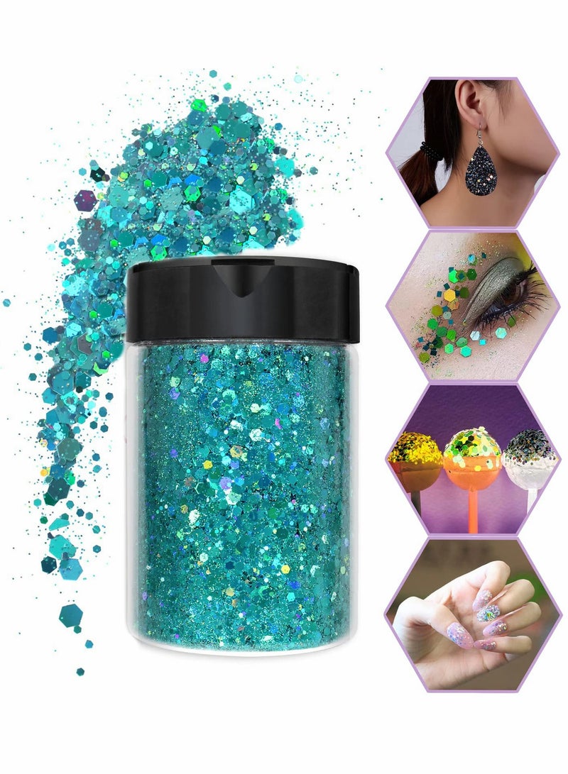 Holographic Chunky Glitter, Craft Glitter for Resin, Cosmetic Glitter for Nail Body Eye Face, Resin Glitter Flakes Sequins for Tumbler Jewelry Crafts Making