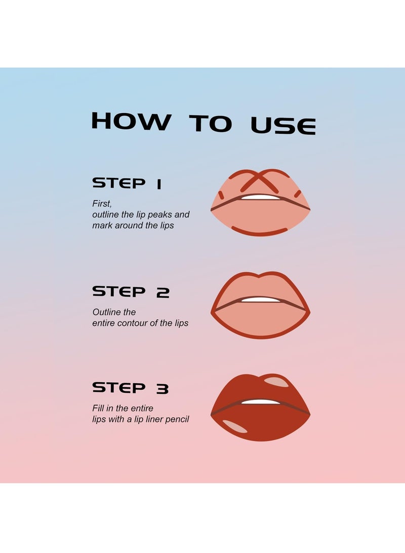 6Pcs Liquid Waterproof Lip Liner Set, Lip Stain Tint Marker Pen, Gourd-Shaped Precise Chisel Tip for Smooth Application, Easy Glide, Nude Brown Matte Shades, Non Feathering, Rich Color