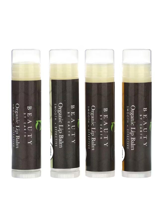 Organic Lip Balm Vanilla Bean And Honey 4 Tubes 0.15 oz Each