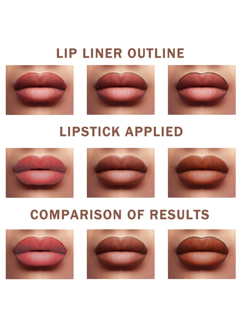 3 Colors Nude Lip Liner and Lipstick Kit, Double Ended, 2 in 1 Chestnut Brown Dark Lipliner and Light Lipstick, Matte Cream Lip Pencil, Waterproof 24 Hour Makeup for Full Lips Look, #04 #05 #06
