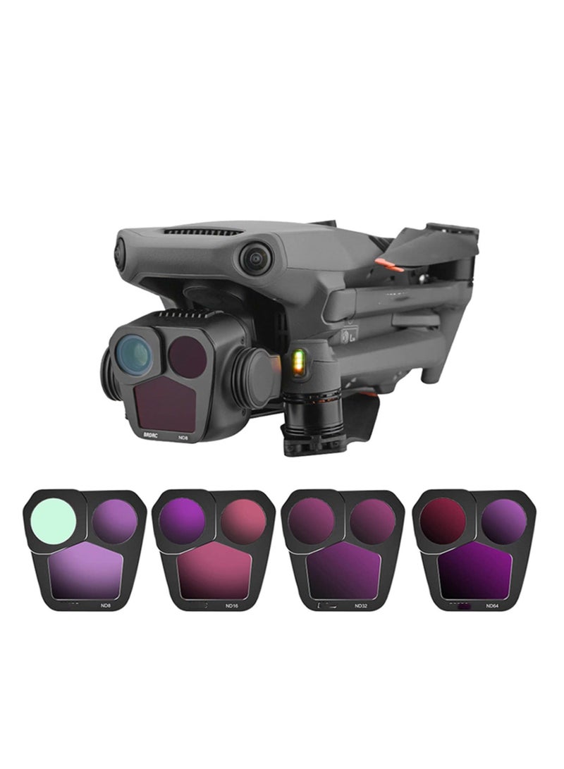 SYOSI ND Filter Set Compatible with DJI Mavic 3 Pro, 4 Pcs Polarizing Neutral Density Filters ND8, ND16, ND32, ND64 Variable ND Filter with Ultra Slim Frame Multi Coated HD Optical Glass