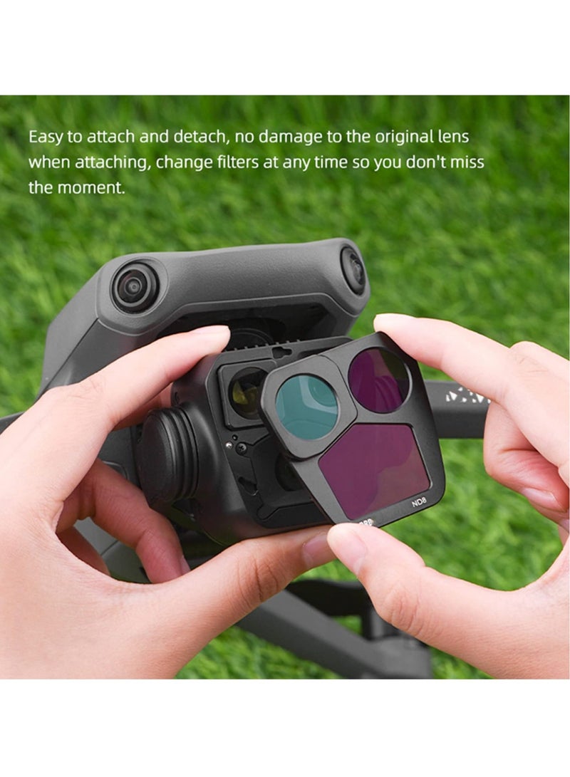 SYOSI ND Filter Set Compatible with DJI Mavic 3 Pro, 4 Pcs Polarizing Neutral Density Filters ND8, ND16, ND32, ND64 Variable ND Filter with Ultra Slim Frame Multi Coated HD Optical Glass