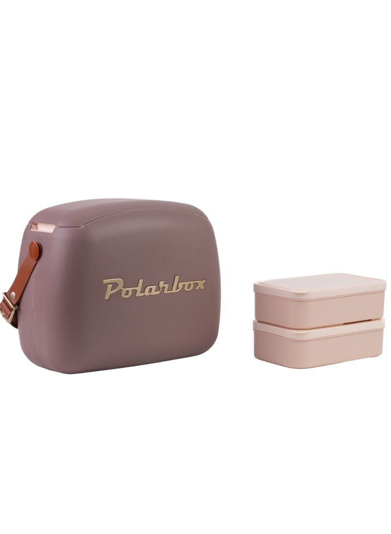 Polarbox 6 Liters Urban Cooler Bag with 2 Containers Mauve Gold | Lunch Box | thermal cooler box | Ice Box