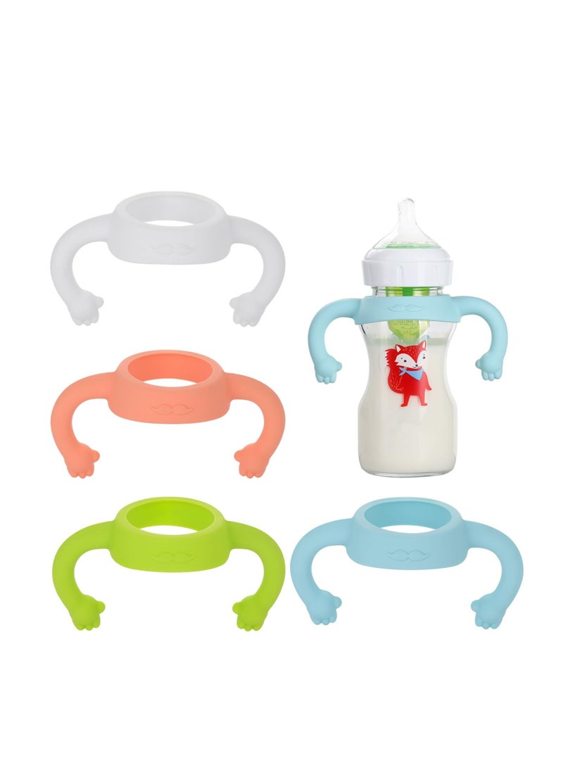 Toddler Bottle Grip Aids 4 Pack Soft Silicone Handles for Baby Bottles Empower Your Little One to Self Hold Bottles and Sipper Cups Fits 1.85