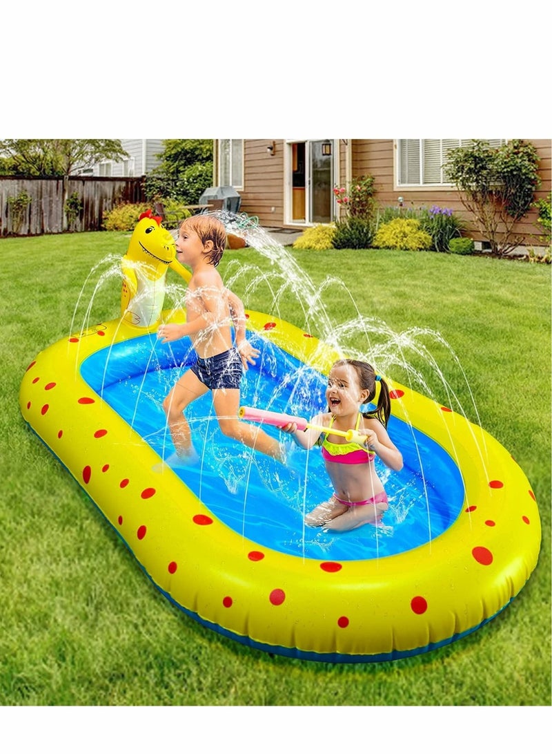Inflatable Kiddie Pool Sprinkler, 3 in 1 Outdoor Water Toys for Kids Toddlers Summer Outside Backyard Splash Play mat 2-13 Years Old Boys and Girls