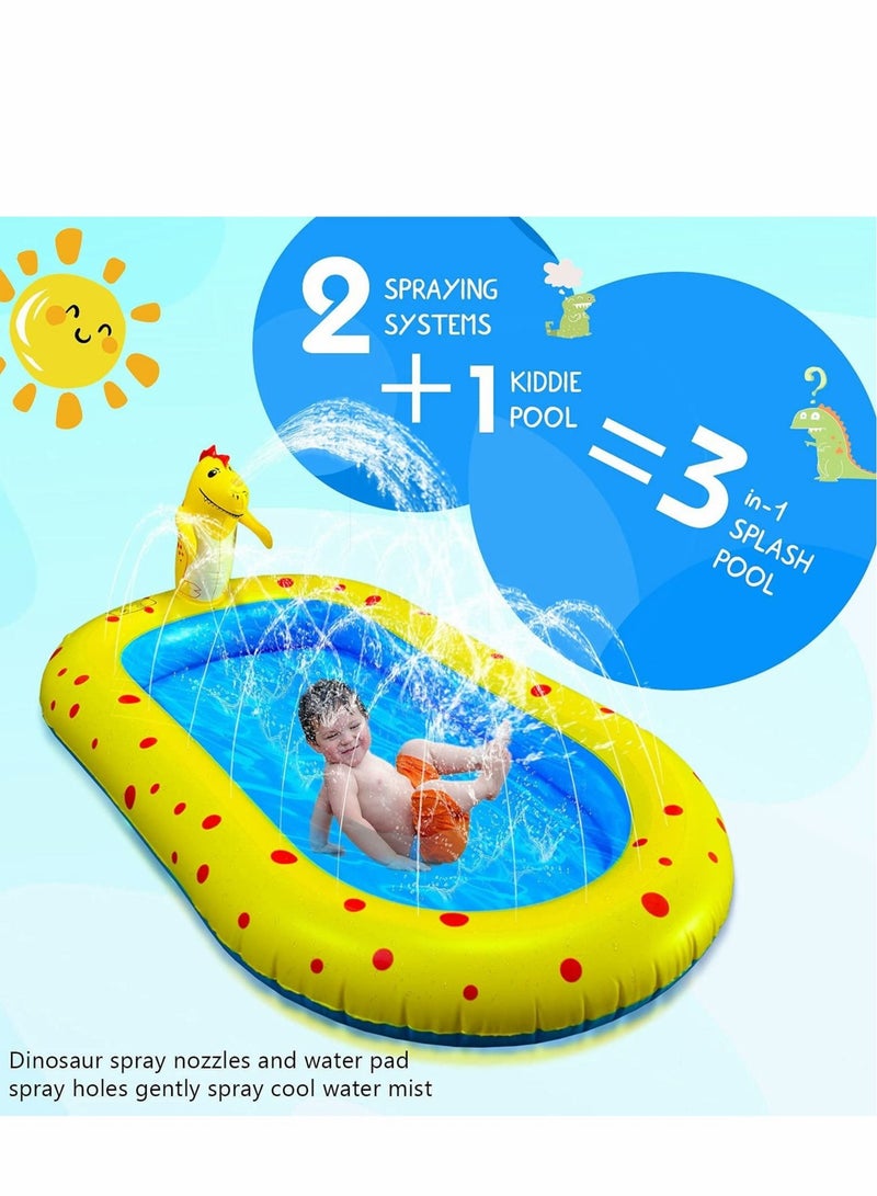 Inflatable Kiddie Pool Sprinkler, 3 in 1 Outdoor Water Toys for Kids Toddlers Summer Outside Backyard Splash Play mat 2-13 Years Old Boys and Girls