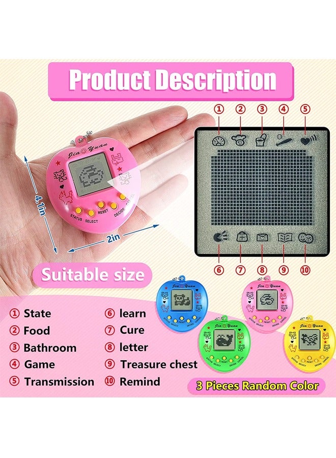 4 Pcs Virtual Pets Keychain, Virtual Electronic Digital Pets Keychain, Game Keyring, Retro Handheld Game, Machine Nostalgic 90s Toy for Boys Girls Party Favor